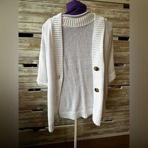🧶 Tribal 2 Piece White Knit Sweater Cardigan Set Size Small NWT